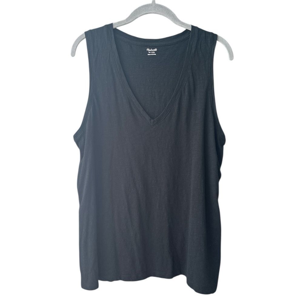 Madewell Whisper Cotton V-Neck Tank Top Black Size XXL